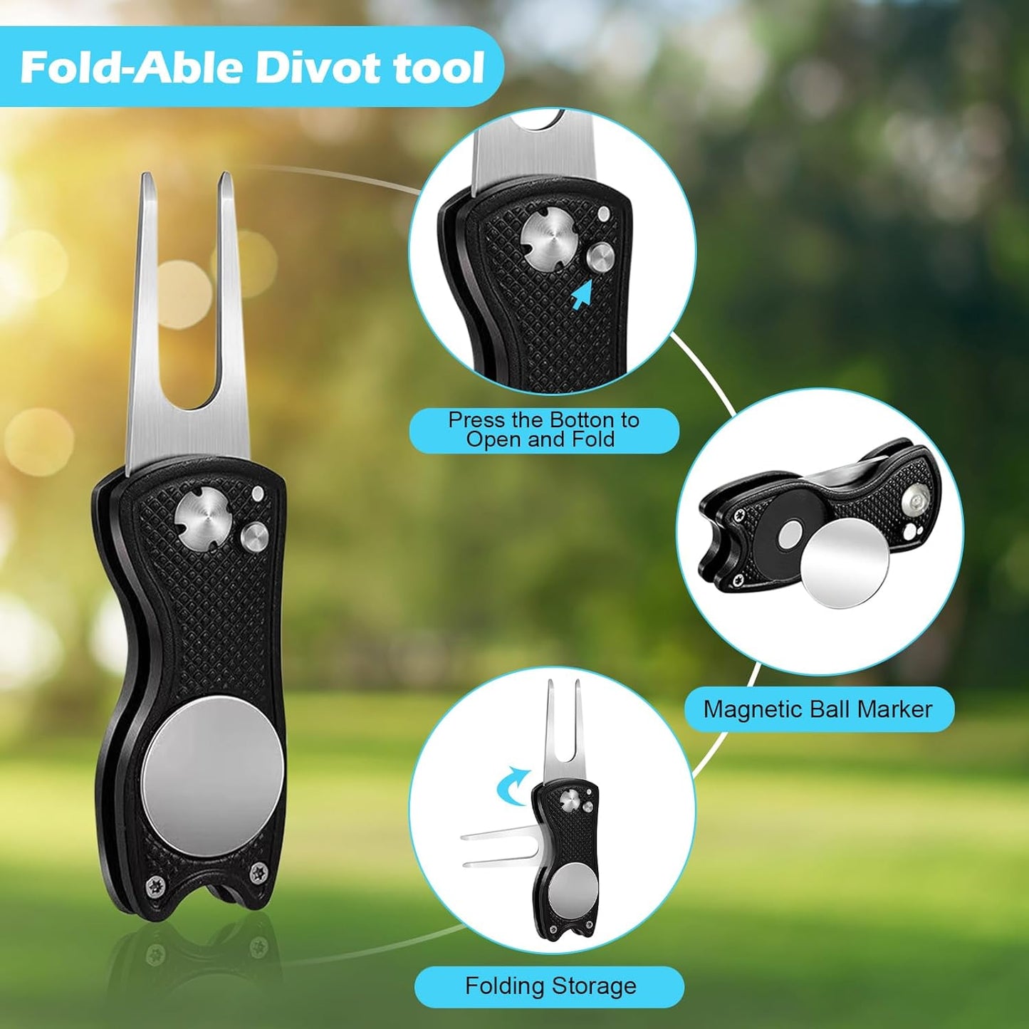 Golf Club Cleaning Kit,Golf Accessories,Golf Cleaning Kit with Golf Club Cleaner Water Brush,Towel,Divot Repair Tool,Groove Sharpener,Golf Ball Alignment Complete Golf Kit